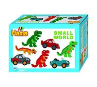 Hama – Perles à repasser Midi – Collection Le Monde Miniature : Dinosaures et voitures – 2000 perles