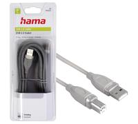 Hama 3m Câble USB 2.0 pour Ordinateur Imprimante Scanner Gris Rond Lot de 3