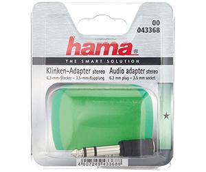 Hama 43368H Connectique Adaptateur 1 jack femelle stéréo 3,5mm/1 jack mâle stéréo 6,35mm