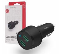 Hama 45W Chargeur Allume Cigare USB C Rapide Compatible iPhone, Samsung, MacBook - [PD + QC 3.0] [Recharge Optimisée] [2 Ports USB C] Noir