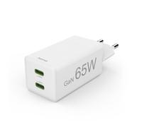 Hama Chargeur USB C 65W – GaN, PD + QC 3.0, 2 ports, compatible iPhone, Samsung et MacBook – Blanc