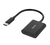 Hama Adaptateur 2in1 USB-C Vers 2x USB-C Audio + Charge Noire 2 Ports