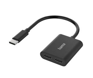 Hama Adaptateur 2in1 USB-C Vers 2x USB-C Audio + Charge Noire 2 Ports