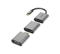 Hama Adaptateur 6-en-1 Connect2Go USB-C, Mini-Display Port, HDMI, VGA, fiche Or Gris, Garantie 30 Ans