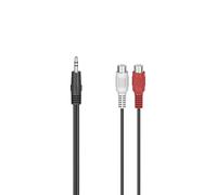 Hama Adaptateur audio, 2 fiches RCA femelles - jack mâle 3,5 mm, stéréo, 0.1m,Garantie 10 ans,Noir