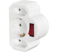 HAMA Adaptateur de prise 3 voies avec interrupteur blanc