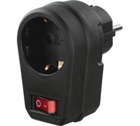 Hama Adaptateur de prise, prise de courant avec contact de protection, interrupteur, noir (00223214)