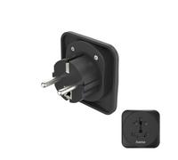 Hama Adaptateur de Voyage Universel Monde vers Europe - Type E/F 3 Pôles, Compatible Prises USA, UK, Chine, Suisse, Italie… Travel Adapter Idéal pour Appareils Internationaux en France - Noir