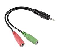 Hama Adaptateur jack (souple, jack 3,52mm mâle 4 pôles vers 2 jacks 3,52mm femelles) Noir/Vert/Rose