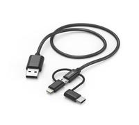 Hama Câble 3 en 1 micro-USB / USB-C / Lightning 1,5 m nylon 3A 480 Mbit/s noir