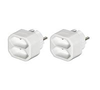 Hama Adaptateur Secteur 2 Compartiments 2 Prises Euro, Pack de 2 Adaptateurs, Blanc