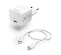 Mini chargeur rapide + Cable lightning PD 20W 1M Blanc