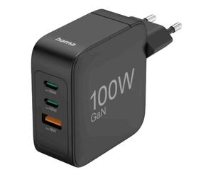 Hama adaptateur secteur rapide 2x USB-C 1x USB-A PD GaN 100W noir