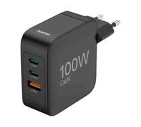 Hama adaptateur secteur rapide 2x USB-C 1x USB-A PD GaN 100W noir + Garantie 5 Ans