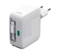 Hama adaptateur secteur rapide 2x USB-C PD GaN 65W avec câble extensible - blanc