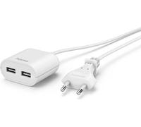 HAMA Adaptateur secteur USB, 2x sorties USB, câble de 1,9 m, blanc
