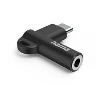 Hama Adaptateur audio USB-C vers jack 3,5 mm Fiche coudée 90° Hi‑Fi haute résolution Noir