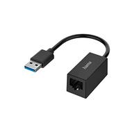 Hama Adaptateur USB vers RJ45 (Adaptateur réseau USB 3.0 vers Gigabit Ethernet LAN 10/100/1 000 Mbit/s, Garantie 10 Ans, pour PC Portable, Tablette, MacBook, USB A vers routeur, Switch, Hub) Noir