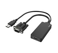 Hama Adaptateur vidéo, fiche VGA + USB - f. Femelle HDMI, Full-HD 1080p, Métal, Garantie 10 Ans, Noir