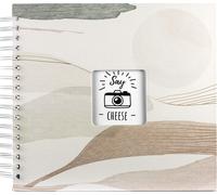 Hama Album Photo à Spirales "Watercolor" 28x24cm (100 photos 10x15 cm à coller, 50 pages blanches, Couverture avec Insert, Album Scrapbooking DIY Livre photo à Personnaliser et à Coller) Marron