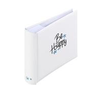 Hama Album photo à pochette 'Good Things Be Happy' (Album mémo, 200 photos 10 x 15cm, 100 pages blanches, Dim. 22.5x22cm, Idéal Scrapbooking, idée cadeau, Couverture Rigide, Pochette Carte SD) Blanc