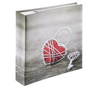 Hama Album photo à pochette Rustico (Album mémo, 100 pages blanches, 200 photos 10 x 15cm, Dim. 22.5x22cm, Idéal Scrapbooking, idée cadeau, Couverture Rigide, Motif Coeur)