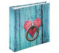 Hama Album photo à pochette Rustico (Album mémo, 100 pages blanches, 200 photos 10 x 15cm, Dim. 22.5x22cm, Idéal Scrapbooking, idée cadeau, Couverture Rigide Motif Coeur) Multicolor