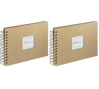 Hama Album photo à spirale "Craft" (Album souvenirs mariage, anniversaire, baptême, 24x17 cm, 40 pages en papier Kraft chic à personnaliser et à coller, jusqu'à 40 photos de 10 x 15 cm) Marron