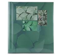 Hama Album Photo Adhésif 28x31cm "Singo II" (40 photos 10x15cm, 20 pages blanches adhésives, DIY Album Scrapbooking, idée cadeau, Couverture Rigide Motif Feuilles) Vert