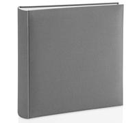 Hama Album Photo Couverture Rigide Tissu 30x30cm (Album Livre, 400 Photos 10 x 15cm à Coller, 100 Pages Blanches separées par Papier Cristal, Album Scrapbooking DIY Livre Photo à Personnaliser) Gris