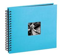 Album photo HAMA traditionnel FINE ART SPIRAL - 50 pages noires + feuillets cristal - 300 photos - Couverture Bleue Turquoise 36x32cm + fenêtre