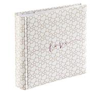 Hama Album photo Jumbo "Romance" à personnaliser (Album Photo Livre de Mariage ou naissance bébé, Livre d'or ou cadeau, 22,5x22 cm, 100 pages, Motif cœur, Titre Love, 200 photos 10x15 cm) Beige/Blanc