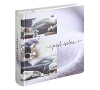 Hama Album photo Livre "Relax" avec Mémo (Album souvenirs vacances, anniversaire, 22x22.5cm, 100 pages à pochettes 200 photos 10x15cm, Zone Mémo et pochette carte SD) Multicolore/Just Relax 00007252