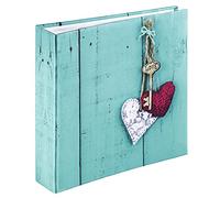 Hama Album photo traditionnel "Rustico" (album mémo, album de 22,5 x 22,5 cm, 100 pages blanches, 200 photos au format 10x15, idéal pour le scrapbooking, insertion des photos) Love Key