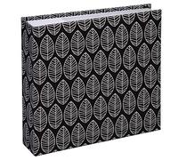 Hama Album photo vierge "La Fleur" (album photo traditionnel 22,5 cm x 22,5 cm, 100 pages, pour l'insertion de 200 photos au format 10 cm x 15 cm, motif de feuilles, pochette CD) Noir