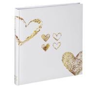 Hama Album photo vierge "Lazise" (album photo traditionnel 29 cm x 32 cm, 50 pages blanches, pour 250 photos 10 cm x 15 cm, format maximum 28 cm x 31 cm) Doré/Blanc