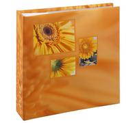 Hama Album Photos Mémo Singo (Livre Photo 100 Pages Blanches avec Pochettes pour 200 Photos 10x15 cm, Album Photos Souvenirs 22,5x22 cm, Range CD, Zone Mémo, Album Traditionnel Motif Fleurs) Orange