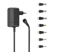Hama Alimentation Universelle Réglable 3V-12V Chargeur Secteur 600 mA, 7.2W (7 Connecteurs CC Amovible Interchangeable - Adaptateur Polyvalent Tablette Enceinte Appareil Électronique) Noir