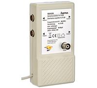 Hama Amplificateur répartiteur (4 voies pour systèmes BK et réseaux terrestres, 4x10 dB, contrôleur d'atténuation, bloc d'alimentation intégré, HDTV, DVB-T/DVB-T2, connecteurs coaxiaux) Blanc