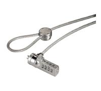 Hama Antivol à combinaison (pour ordinateur portable, câble de 1,8 m, diamètre de 4 mm, sans clé, avec code) Argent