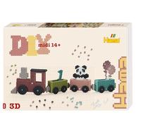 HAMA - art 3D train d’anniversaire | env. 6000 perles à repasser | 3 plaques et 4 connecteurs Hama | fiche design couleur, instructions et papier à repasser