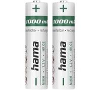 Hama Piles rechargeables AAA NiMH 1000 mAh 1,2 V – Lot de 2, charge rapide, faible autodécharge