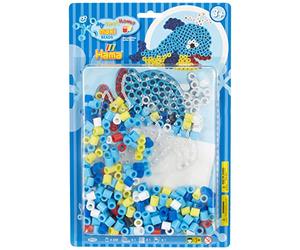 HAMA - Blister perles à repasser Maxi baleine - 250 perles 10 mm - Plaque baleine transparente - Loisirs créatifs enfants dès 3 ans