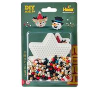 Hama - Blister Perles à Repasser Noël - 450 Perles midi 5 mm - Plaque étoile, modèles et Papier - Motifs biche et Bonhomme de Neige - Loisirs créatifs Enfants dès 5 Ans