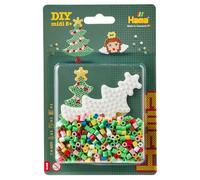 HAMA - Blister perles à repasser Noël - 450 perles midi 5 mm - Plaque sapin ange, modèles et papier - Loisirs créatifs enfants dès 5 ans