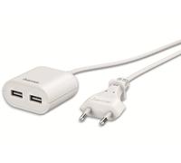 Hama Bloc Secteur USB avec Câble 1,9m - 2 Ports USB-A 2,4A pour Recharge Simultanée de Smartphone, Tablette et Accessoires, Compact et Pratique au Quotidien - Blanc