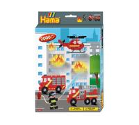HAMA - Boite Les Pompiers - 2000 perles à repasser taille MIDI et 1 plaque Camion - Loisirs créatifs - Dès 5 ans