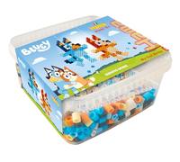 HAMA - Boîte perles à repasser Maxi Bluey - 900 perles 10 mm - Plaque carrée transparente, modèles et fil - Loisirs créatifs enfants dès 3 ans