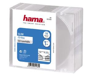 Hama Boîtier CD - Disque Blu-ray, ultra mince, lot de 10, Transparent | Pack 10 Boîtes ultra-plats Slim pour CD et Livret, Etui Protection Disque Films Musiques Datas, Remplace Jewel Case d'Origine