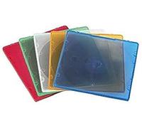 Hama Boîtier CD Slim 11712 en polypropylène – Lot de 20 – Bleu, Rouge et Transparent